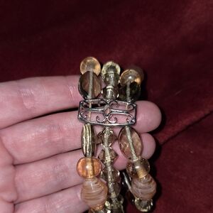 Elegant Gold and Brown Beaded Bracelet